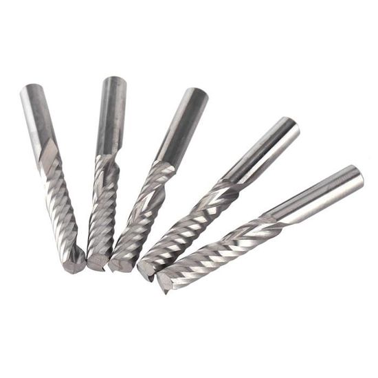 Pack De 10 Fraises Carbure 1/8" (3,175mm) Pour CNC - Idéal Pour Bois, Acrylique, PVC - Évacuation Optimale Des Copeaux