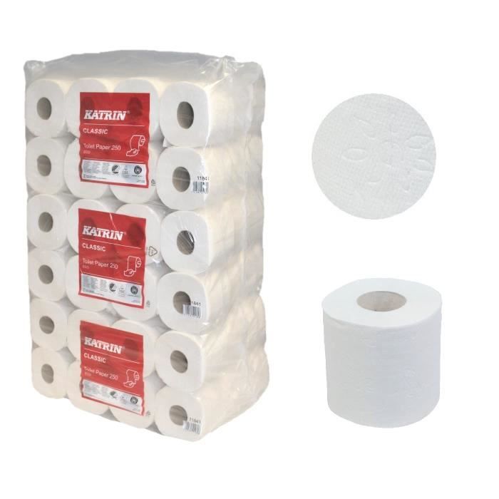 Classic Toilet 250 Eco Papier toilette triple épaisseur perforé 250 feuilles 9 x 8 = 72 rouleaux