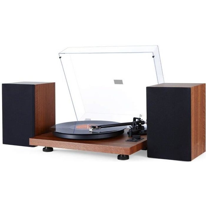 Platine Vinyle 1 BY ONE Tourne Disque Wireless avec Système Hi-FI Intégré et Enceintes d'Etagère 36 Watts, avec Cartouche Magnétique
