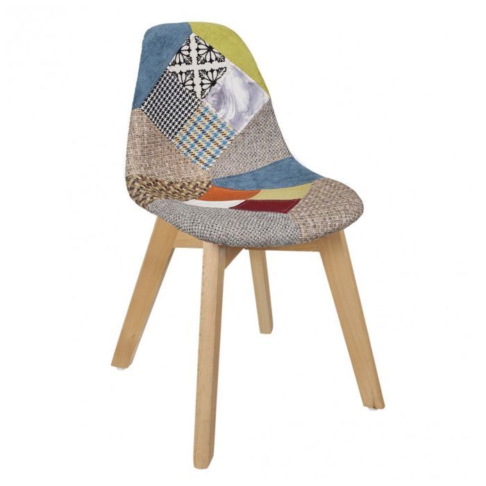 Poufs fauteuils et chaises - Chaise patchwork - Enfant - L 57,8 x l 47 cm x H 86,5 cm - Multicolore