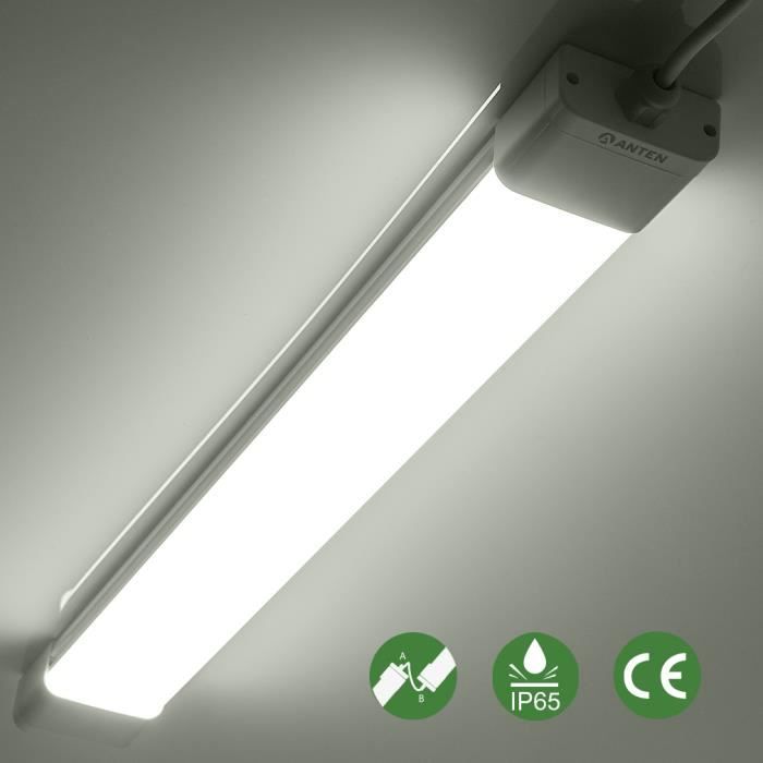 ANTEN Tube Néon LED-1.2m-36W-6000-6500K-Blanc Froid-IP65-Waterproof, Anti-corrosion, Anti-poussière, Anti-choc