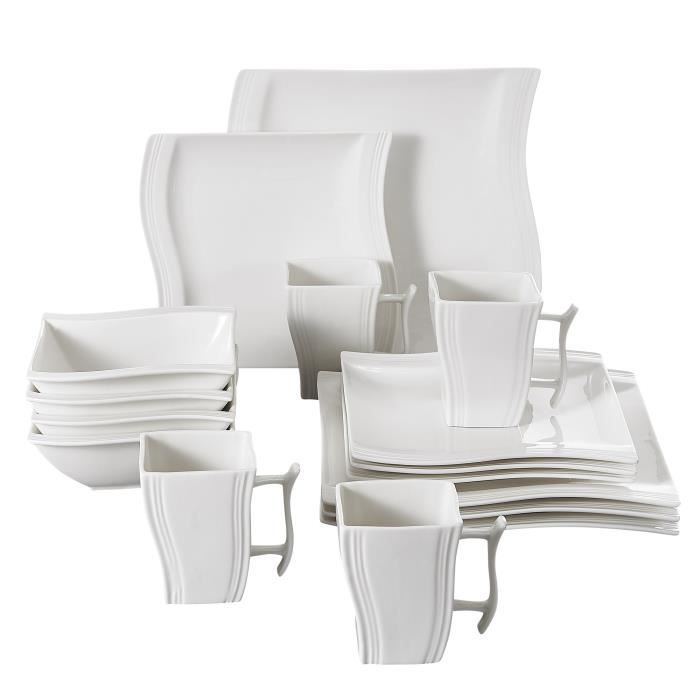 MALACASA, Série Flora, 16 pièces Service de Table Assiettes en Porcelaine