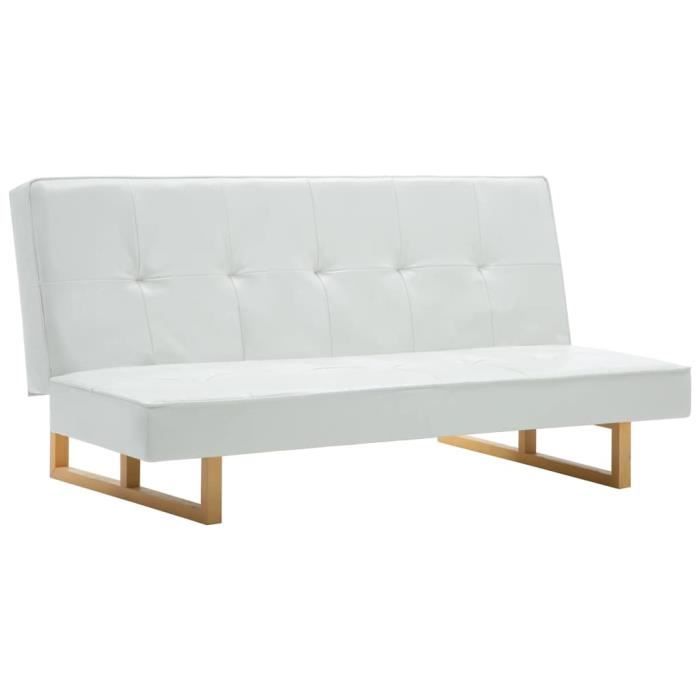 Canapé-lit Canapé convertible Canapé d’angle Confortable- Contemporain Similicuir Blanc