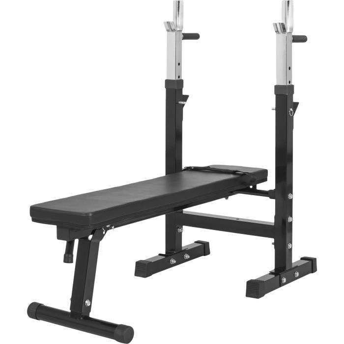 Banc de musculation GS006 + Set d'haltères disques en plastique et barres 70KG