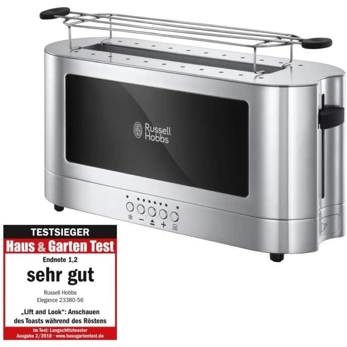 Russell Hobbs Toaster Grille Pain, 1 Fente Spécial Baguette - Acier Chromé - 23380-56 Elegance