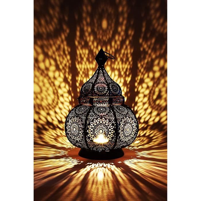 Petite Lanterne marocaine en métal Ziva 30cm noir - Photophore marocain pour l’extérieur au jardin ou l’intérieur sur la tabl 56