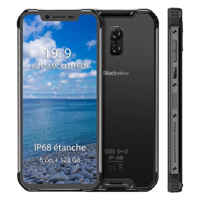 Smartphone Robuste Blackview BV9600 Pro Étanche IP68 6Go+128Go Écran 6.21- AMOLED Helio P60,Téléphone portable 4G Débloqué - Gris