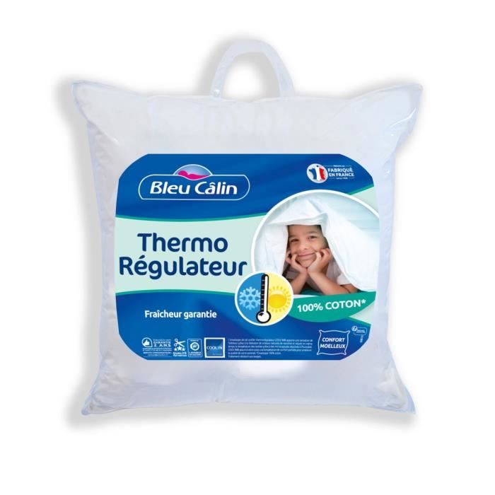 BLEU CALIN Lot de 2 oreillers thermorégulateurs Cool'in - 100% coton - 60 x 60 cm