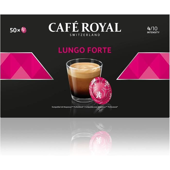 CAFE ROYAL PRO - 150 CAPSULES COMPATIBLES NESPRESSO PRO® - LUNGO FORTE - 3 Boites de 50 Capsules Compatibles Nespresso Pro®
