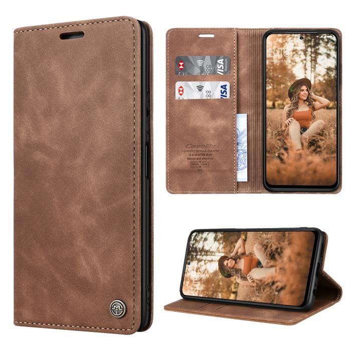 CaseMe Etui Coque pour Xiaomi Mi 11 Lite(4G-5G) [Emplacement Carte] [Fonction de Support] Flip Case ( Marron )