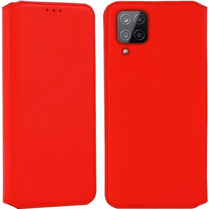 Coque pour Samsung Galaxy A12,Portefeuille Cuir pour (Samsung Galaxy A12 (6,5 Pouces), Rouge)
