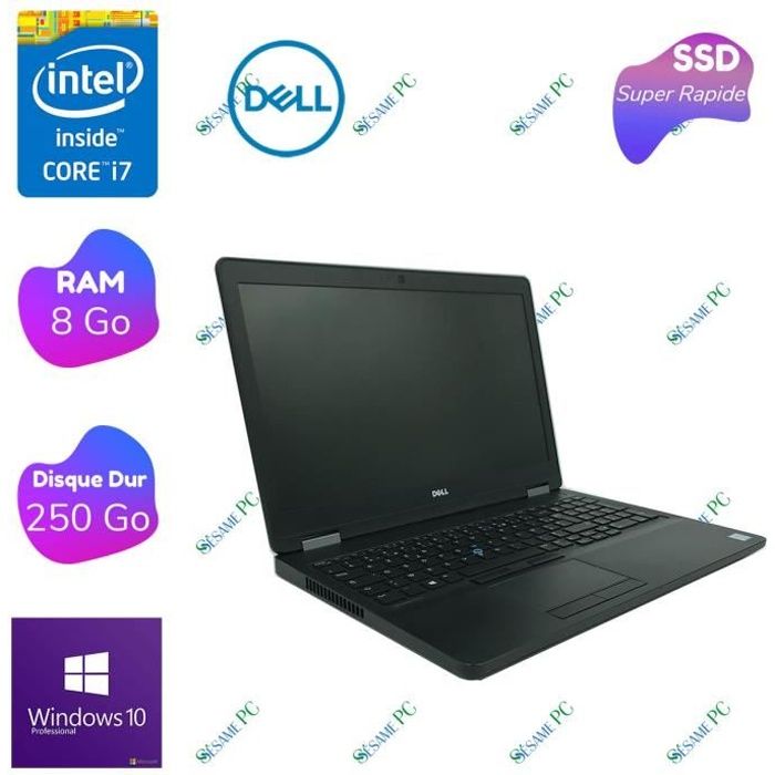 Dell Latitude E5570 / Intel Core i7 6820Hq / Ram 16 Go / 256Go SSD / Full Hf / Windows 10 Pro