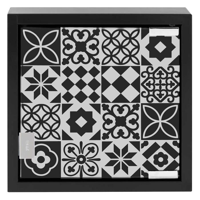 Armoire à Clés Carreaux Ciment Noir Bleu