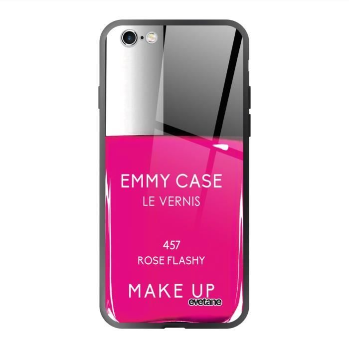 Coque en verre trempé pour iPhone 6 Plus / 6S Plus Vernis Rose Ecriture Tendance et Design Evetane.