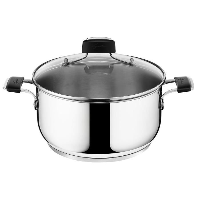 Lagostina 12895031224 Faitout avec couvercle Tempra Inox 24 cm