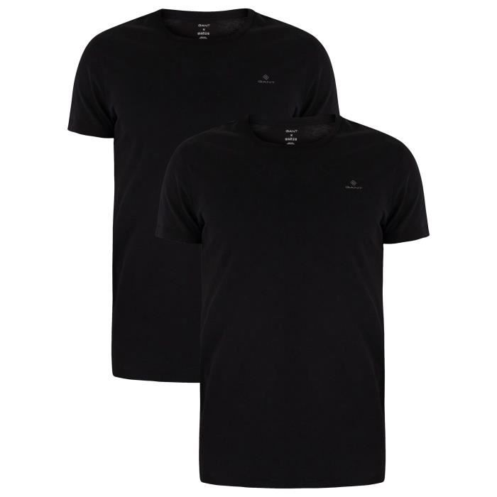 Gant Pour des hommes Lot de 2 t-shirts à col rond Lounge, Noir