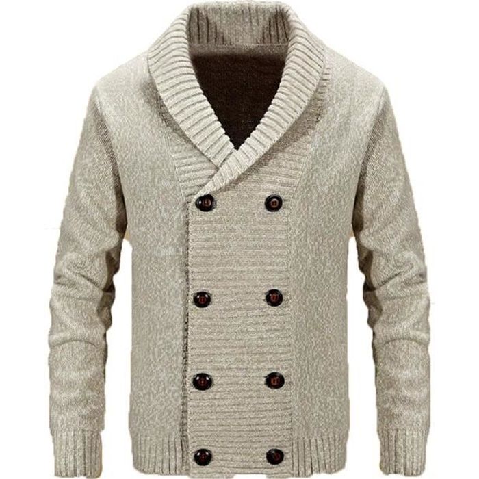 Gilet En Tricot Épais Col Châle Cardigan Homme Chandails