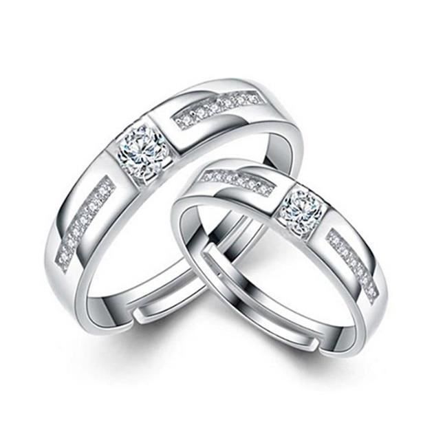 Bagues couple. Ajustable. Simply. V2. Lot de 2. Couleur Argent