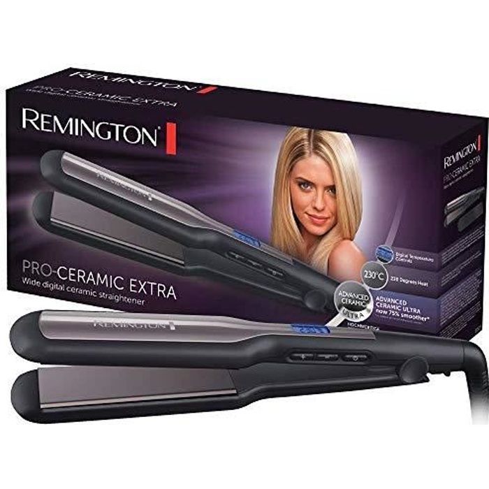 Remington S5525 Fer à Lisser, Lisseur Céramique Avancée, Plaques Flottantes XL, Température Variable, Lissage Facile, C S 552