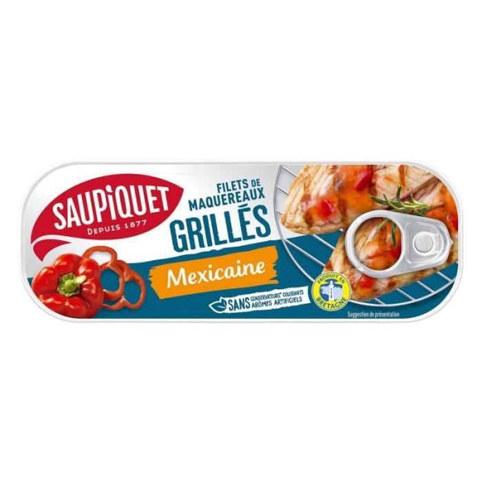 SAUPIQUET - Filets De Maquereaux Grillés Méxicaines 1-4 120G - Lot De 4