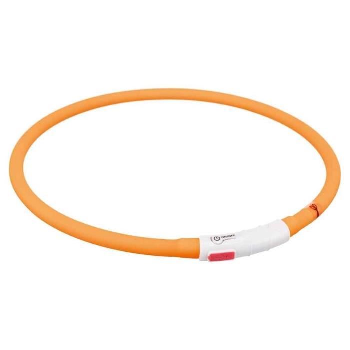 Trixie - Collier Flash Anneau Lumineux USB pour Chien Orange - 70cm