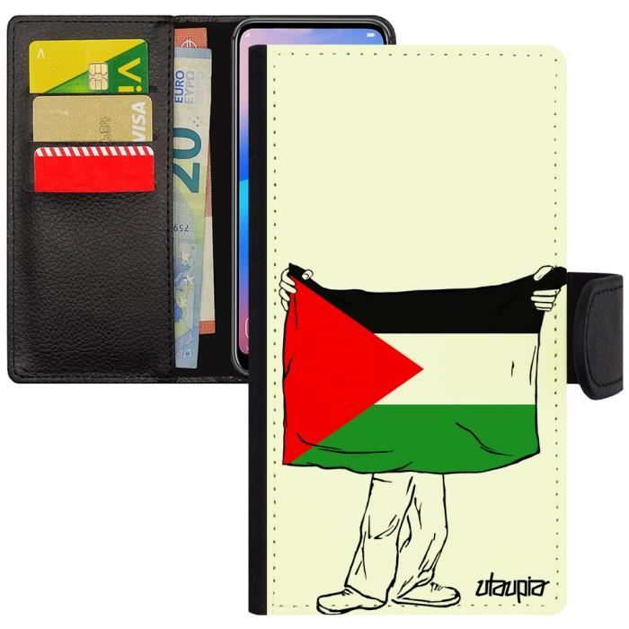 Coque Samsung J3 2017 porte cartes drapeau palestine palestinien design basket coupe du monde flip case jo galaxy