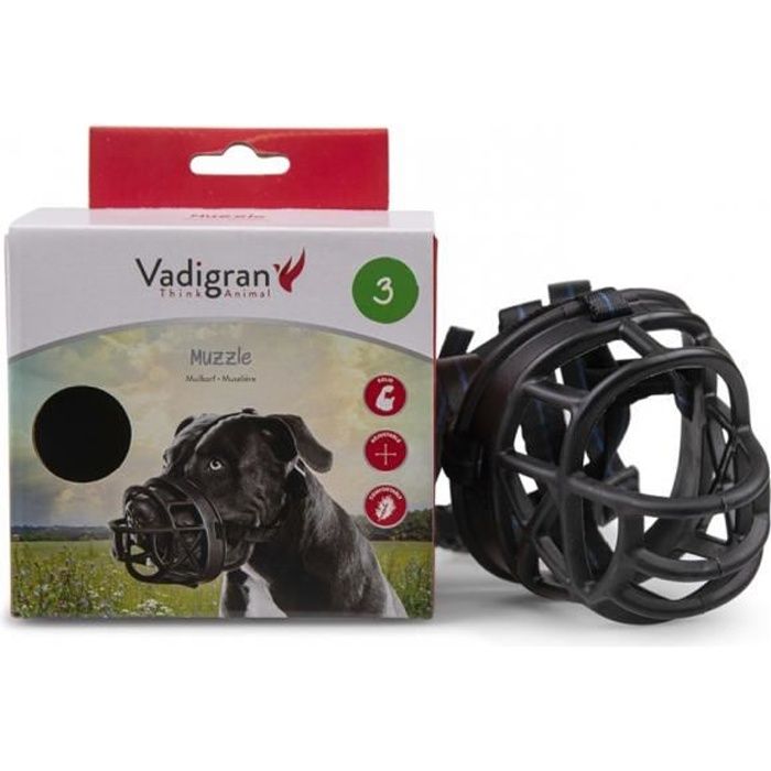 Muselière caoutchouc. taille 3. pour type de chien staff ordinaire.-Vadigran 14,000000 Noir