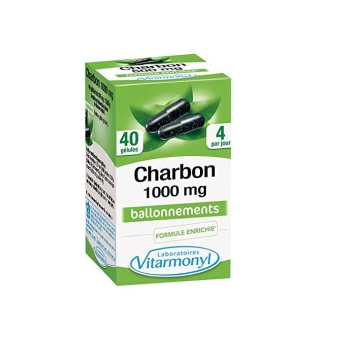 Vitarmonyl Actifs Naturels Charbon 1000mg 40 gélules