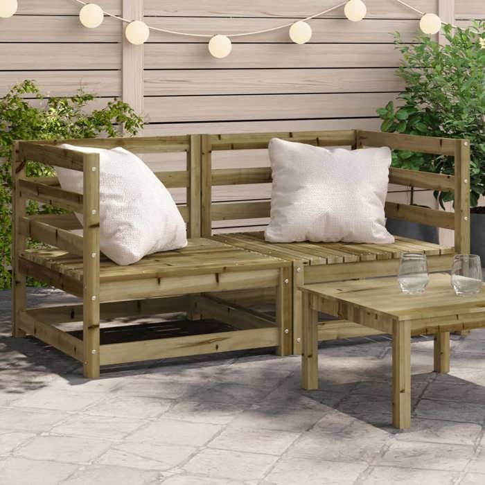 vidaXL Canapés de Jardin 2 pcs Bois de Pin Imprégné - vue 2