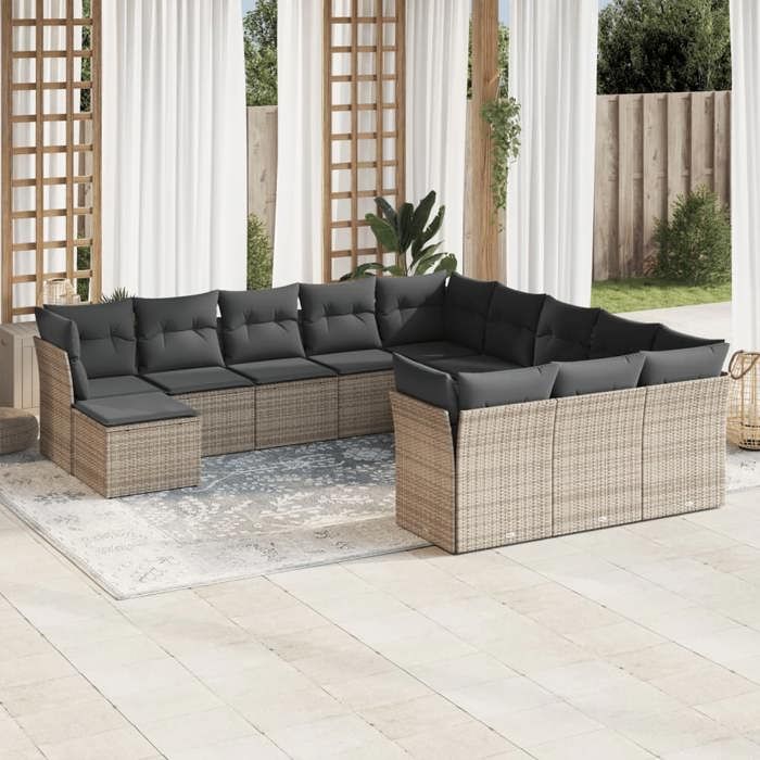 Salon de jardin vidaXL 12 pcs résine tressée