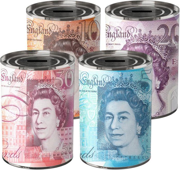 CUCUBA Boîte Tirelire Argent Pièce Billets En Étain Métal Non