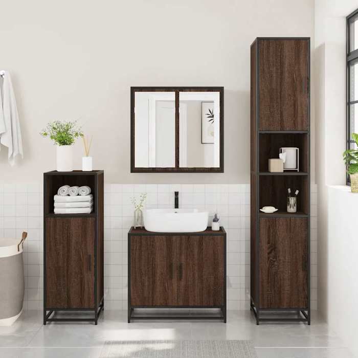 vidaXL Armoire de lavabo de salle de bain chêne marron 65x33x60 cm meuble de lavabo de salle de bain meuble de salle de 849268