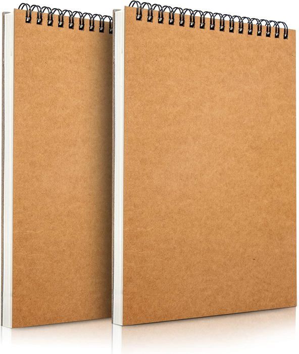 Carnet De Dessin A5 Avec Couverture Rigide - Lot De 4, 60 Pages 160 G/m² Papier Blanc - Spirale Double Pour Rotation 360°