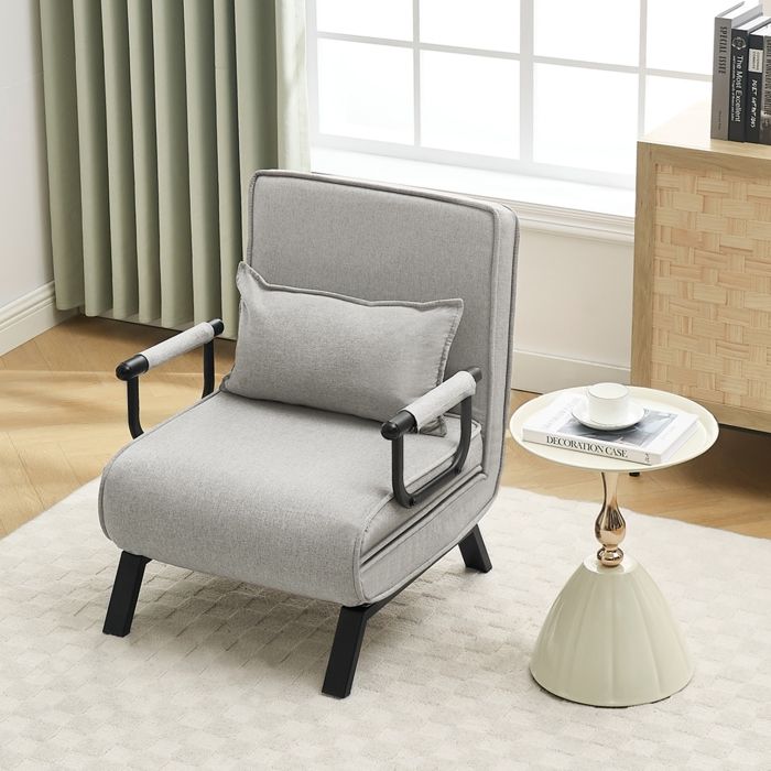 Fauteuil WOLTU - Canapé Lit Convertible 3 en 1 - Dossier Réglable en 5 Positions - Gris Clair