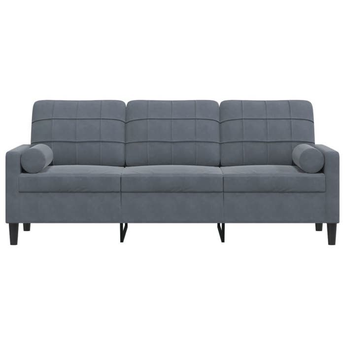 Sofa droit fixe - Clic Clac Canapé 3 places - NEUF - avec oreillers gris foncé 180 cm velours CA7750398