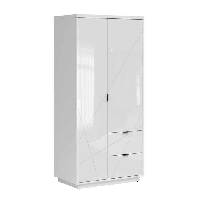 Armoire 2 portes 2 tiroirs Petits-meubles - Sven - 94 x 57 x 201cm - Blanc Armoire 2 portes 2 tiroirs Petits-meubles - Sven - 94 x 57 x 201cm - Blanc