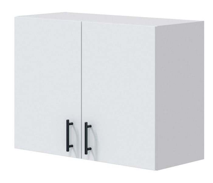 Meuble à suspendre meuble haut pour cuisine avec 2 portes coloris blanc brillant - hauteur 59 x longueur 80 x profondeur 34 cm