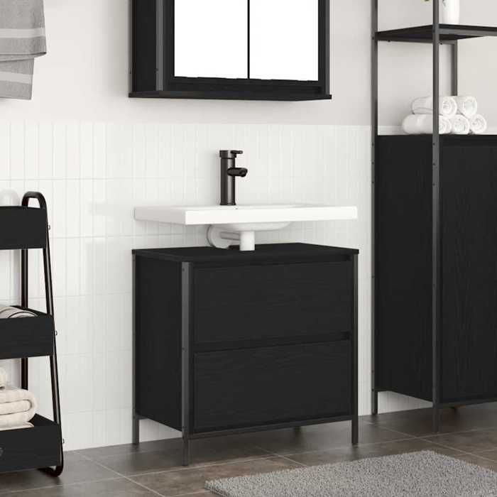 vidaXL Meuble de salle de bain lavabo tiroirs chêne noir 60x345x60 cm 861882