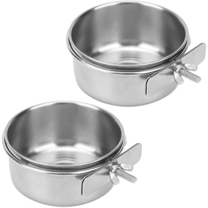 Comparer les prix de ®RisingFF Lot de 2 bols à oiseaux en acier inoxydable mangeoire et abreuvoir pour cage à oiseaux bol à oiseaux avec clip.