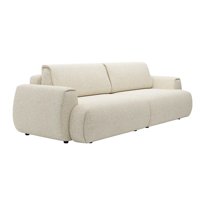 Canapé 4 places convertible en tissu chiné beige MONELIA