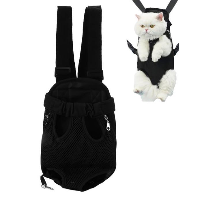 Meilleurs prix pour Sac Transport Chat Sac à Dos Mains Libres à Sangle Réglable Pas de Tension aux Epaules Maille Respirante Porte Chat Ventral