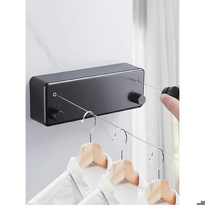 Étendoir à linge rétractable dextérieur 2 câbles noir - 42 m