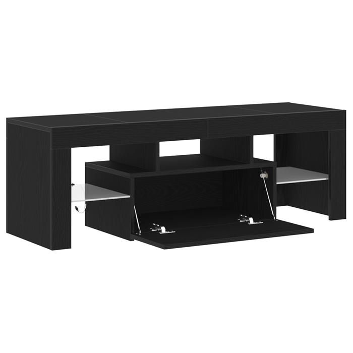 XINWO Meuble TV，Armoire TV Banc TV - avec lumière LED - en chêne noir 120x35x40 cm @988