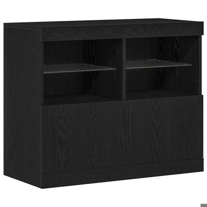 ESTINK® Buffet bas contemporain - Armoire Polyvalent - pour Cuisine/Salon - Noir 81x37x67 cm - Bois dingénierie @@838
