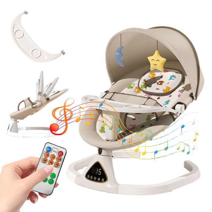 Transat Électrique pour Bébé Balancelle avec Bluetooth 5 Vitesses de Balancement Angle réglable pour Nouveau-né dès la