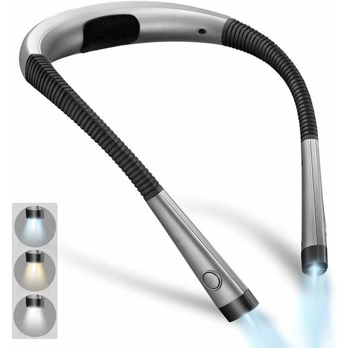 Lampe de cou rechargeable 3 couleurs 6 niveaux bras pliable lecture tricot [A++]