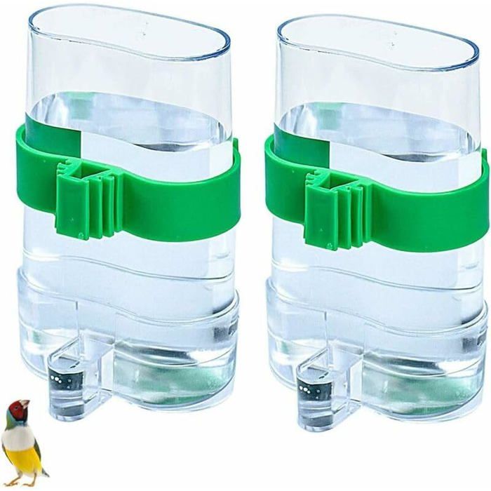 Abreuvoir Automatique pour Oiseaux Fournitures pour Cage à Oiseaux gobelet à Eau Transparent 2PCS