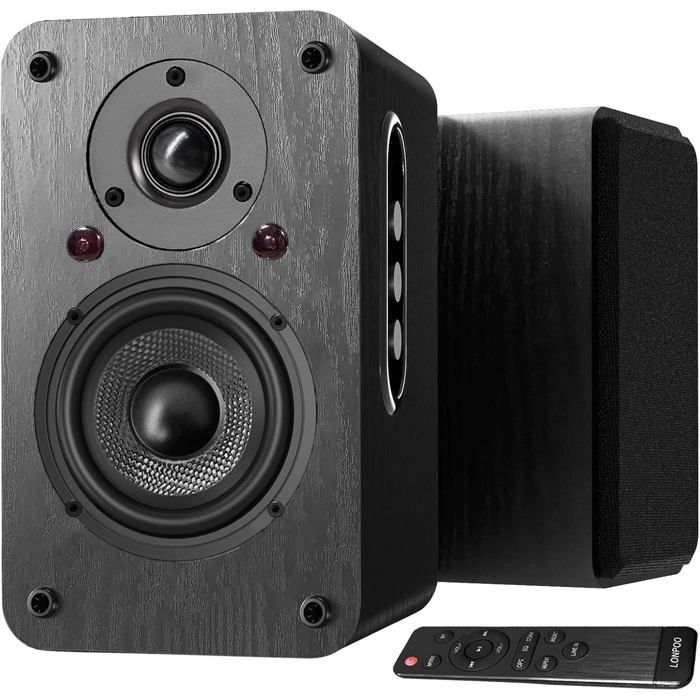 Haut-parleurs Actifs Bluetooth LONPOO 100W RMS avec HDMI Arc et Woofer en Fibre de Carbone