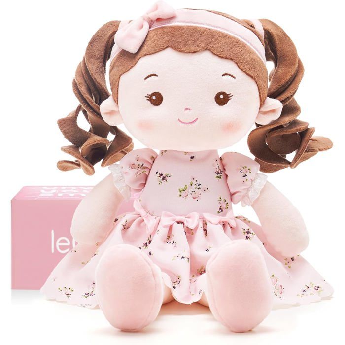 Peluche LeyaDoll 40cm - Doudou Doux pour Bébé 1-3 Ans - Cadeau de Naissance Fille