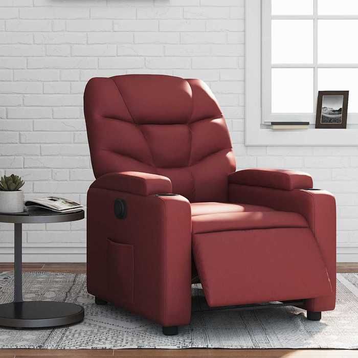 Promo 2026 Fauteuil inclinable Charge 150kg 74x89x100 cm - Fauteuil Releveur Relax électrique Rouge bordeaux Similicuir 9995